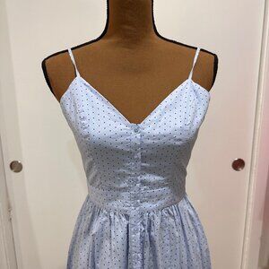 Baby Blue w/ tiny Black Polka Dots